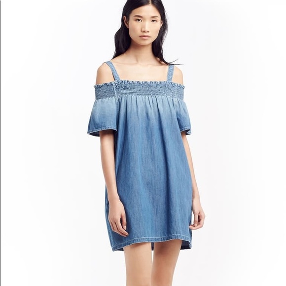 cold shoulder denim dress